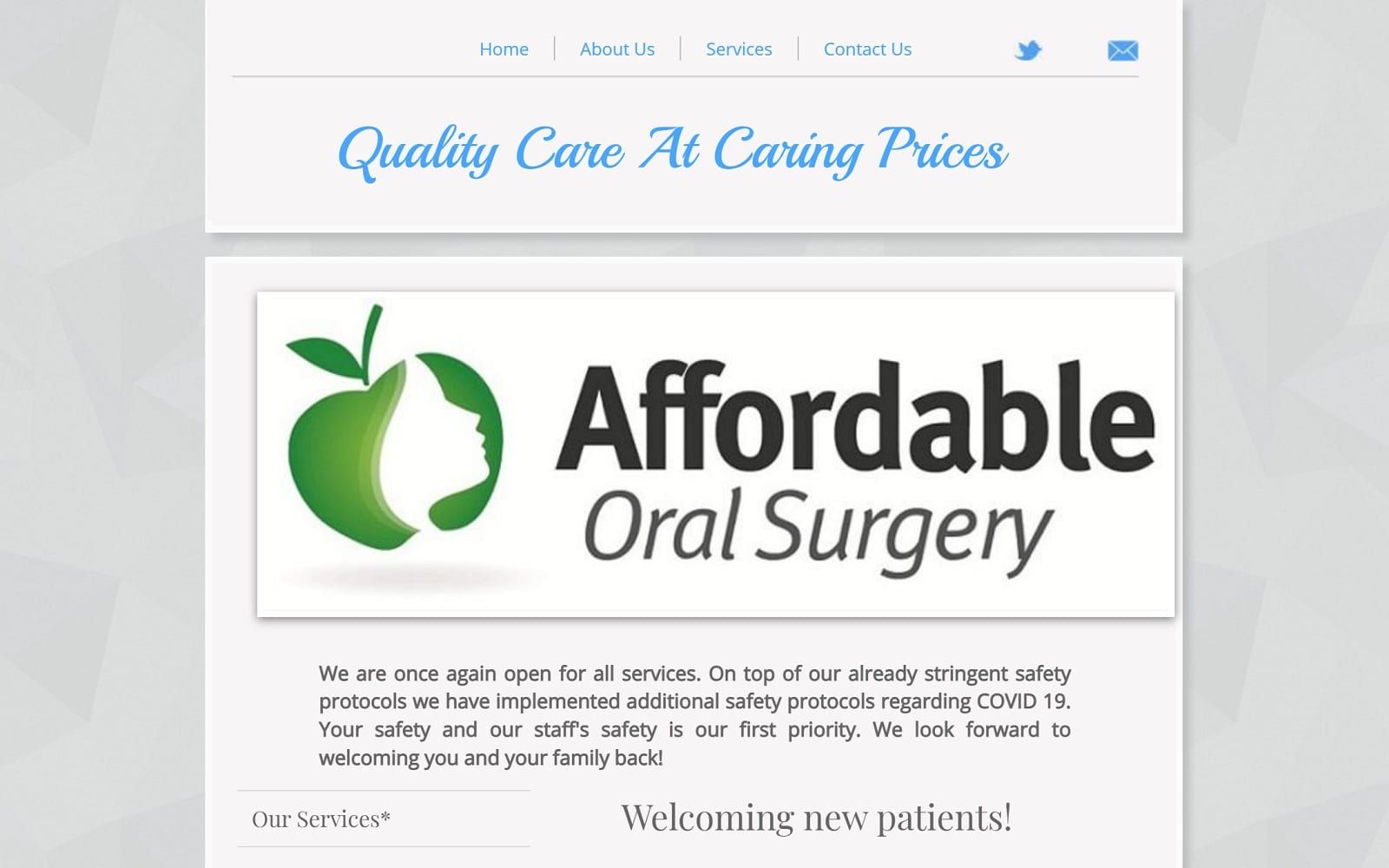 The Screenshot of Affordable Oral Surgery affordableoralsurgery.com Website