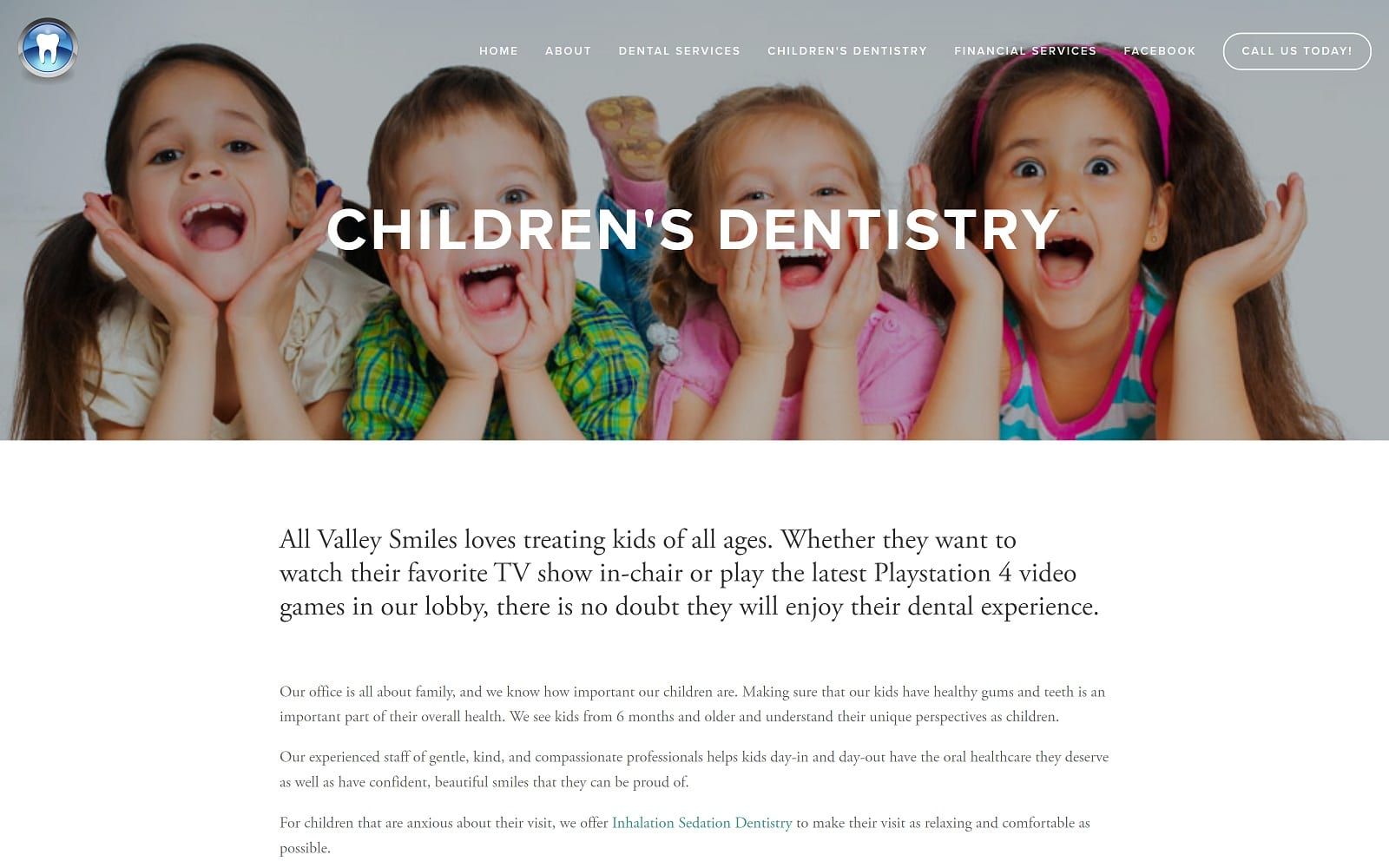 The Screenshot of All Valley Smiles allvalleysmilesdental.com Website