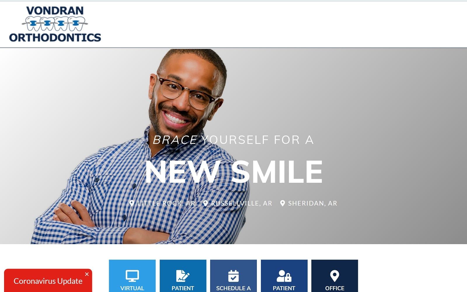 The Screenshot of Vondran Orthodontics arkansasbraces.com Dr. Charles Vondran, Jr. Website