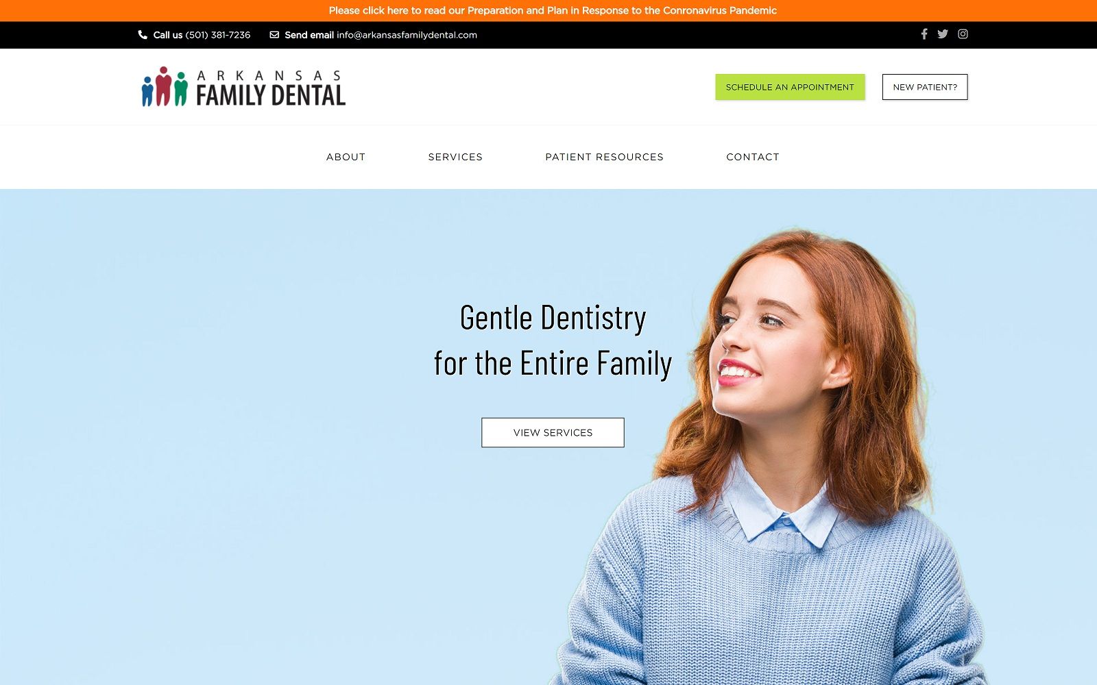 The Screenshot of Arkansas Family Dental Website arkansasfamilydental.com Website