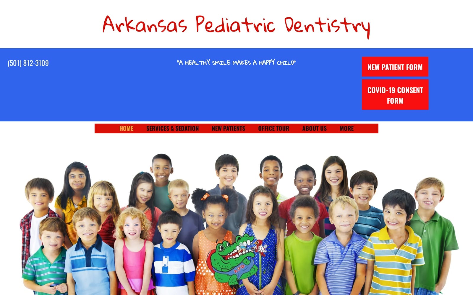 The screenshot of arkansas pediatric dentistry arpeddent. Com website