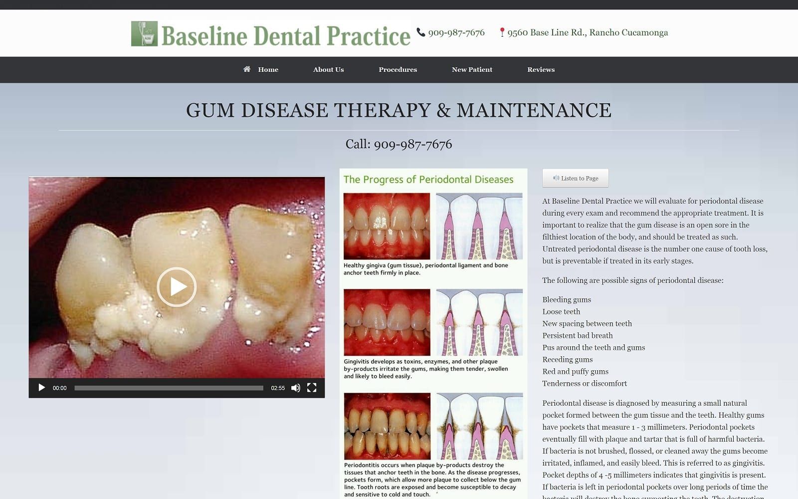 The Screenshot of Baseline Dental Practice baselinedental.com Website