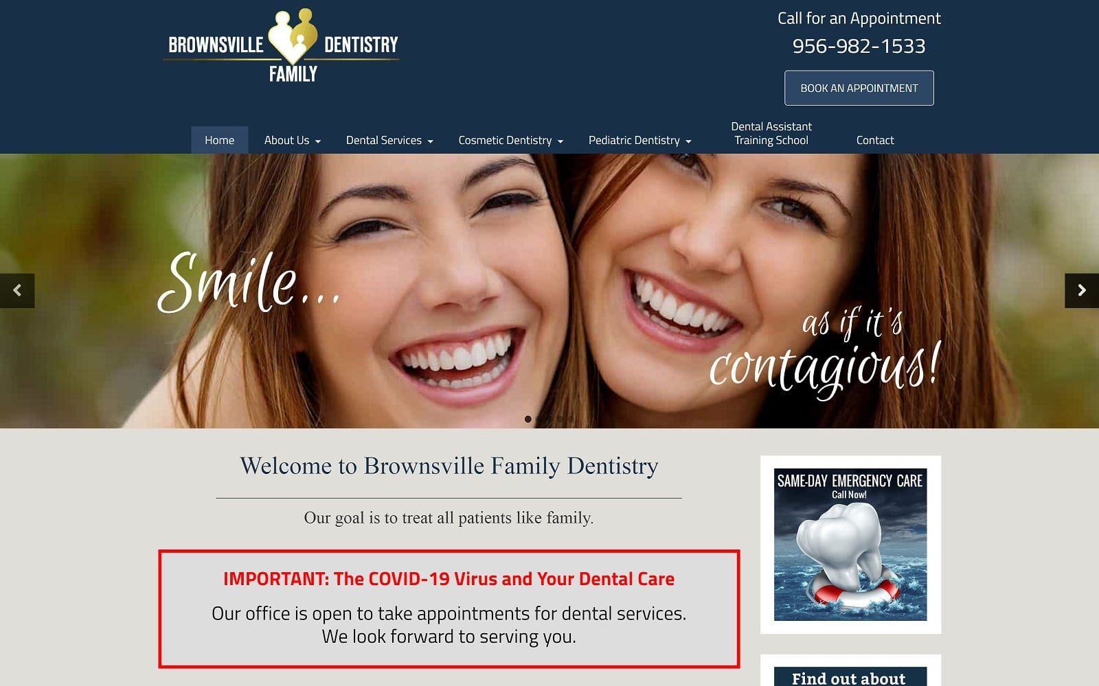 The Screenshot of Brownsville Family Dentistry brownsvillefamilydentistry.com Website