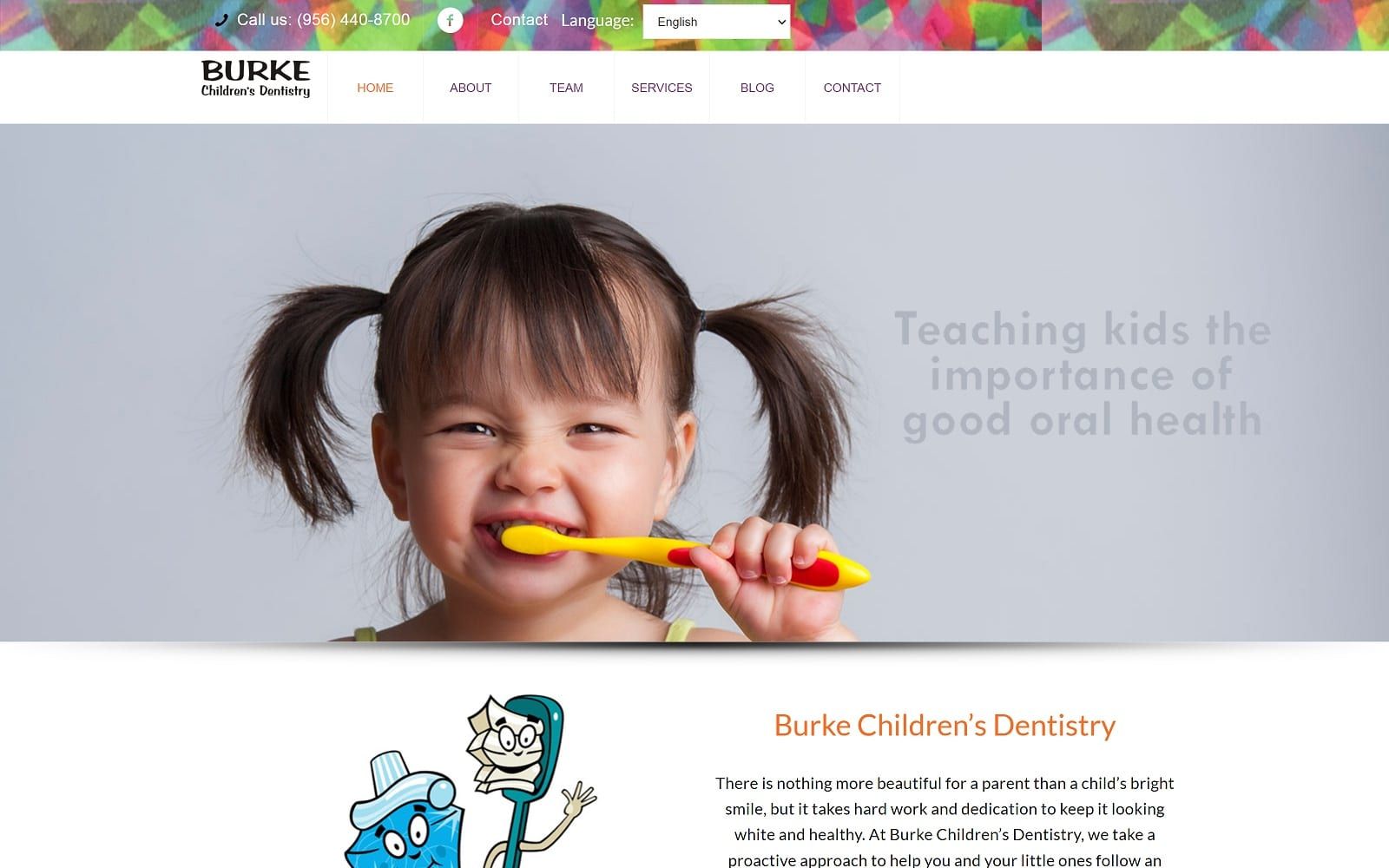 The Screenshot of Burke Children's Dentistry - Brownsville burkesmiles.com Website 