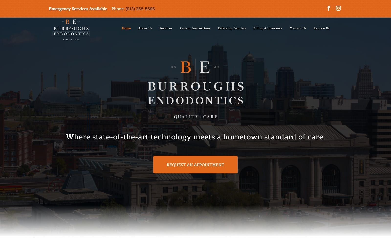 The Screenshot of Burroughs Endodontics burroughsendo.com Website