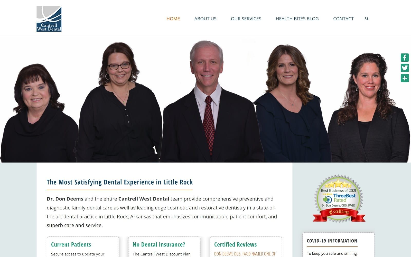 The Screenshot of Cantrell West Dental cantrellwestdental.com Dr. Don Deems Website