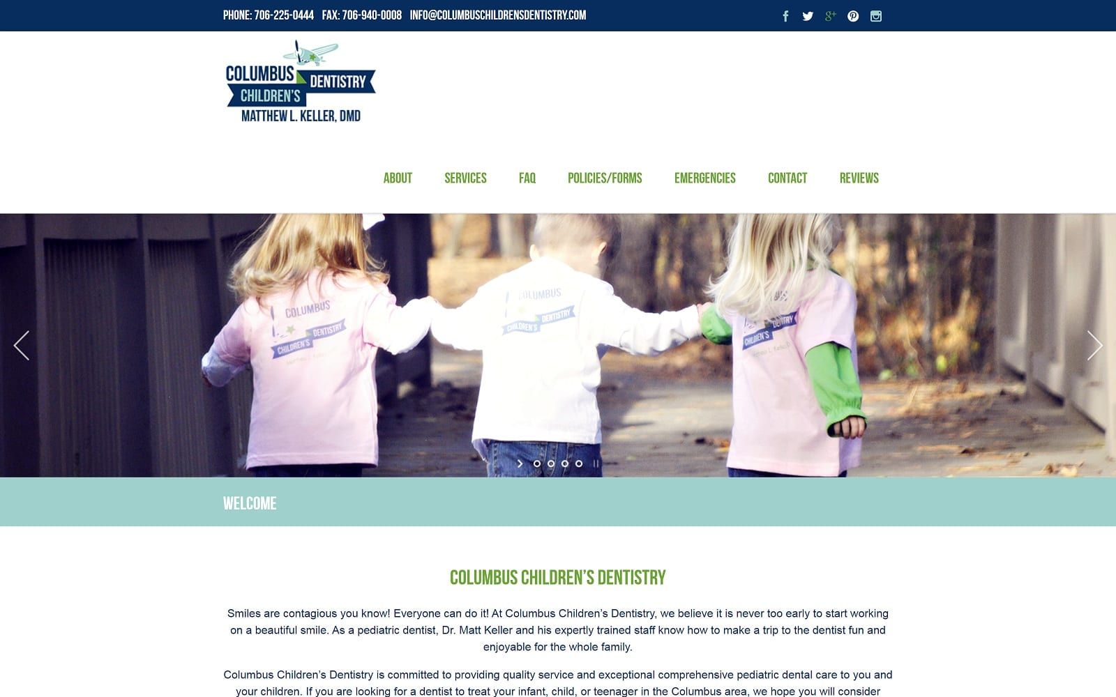 The Screenshot of Columbus Children's Dentistry, Matthew Keller, DMD columbuschildrensdentistry.com Website