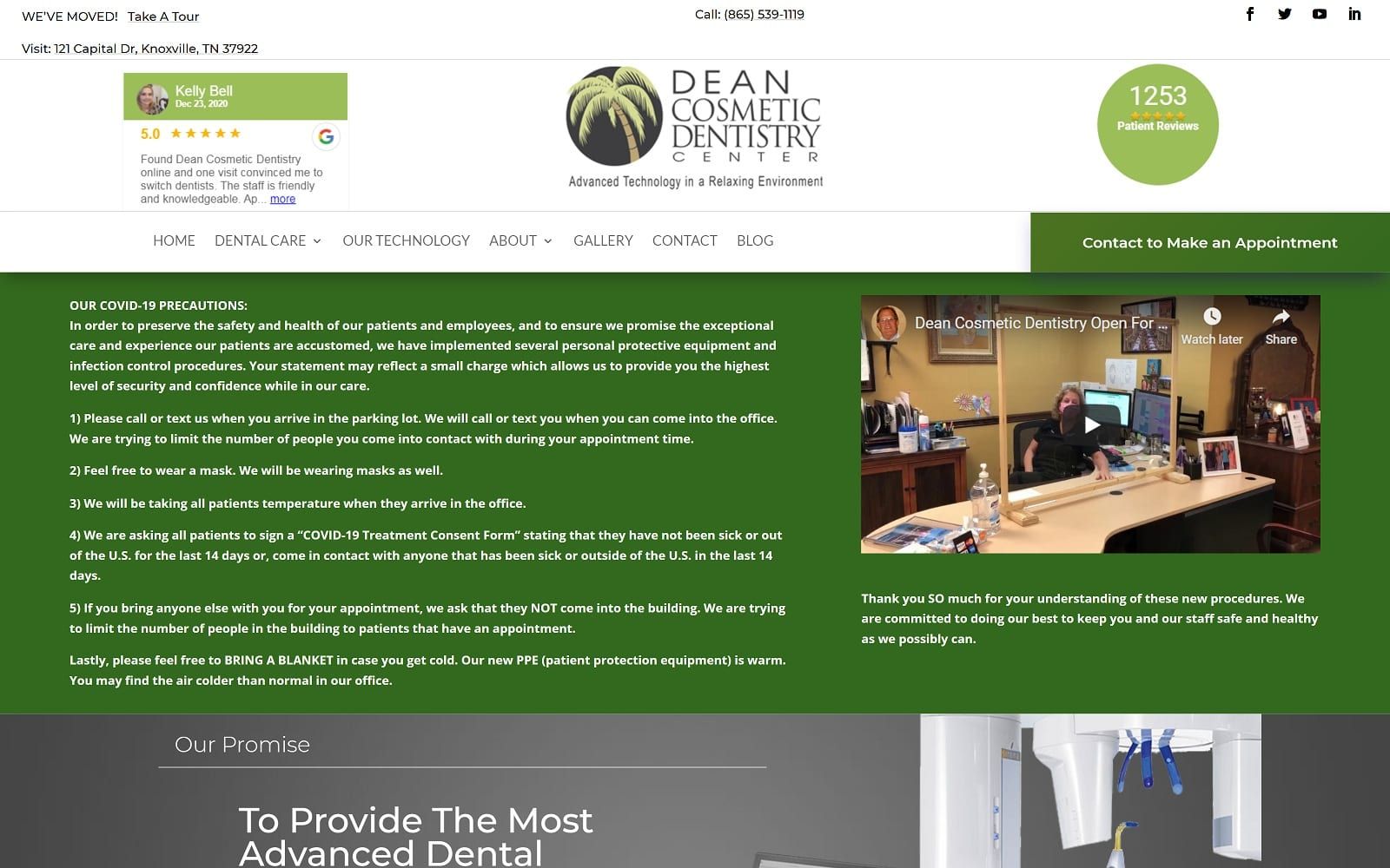 The Screenshot of Dean Cosmetic Dentistry Center deancosmeticdentistry.com Dr. Donnie Dean Website