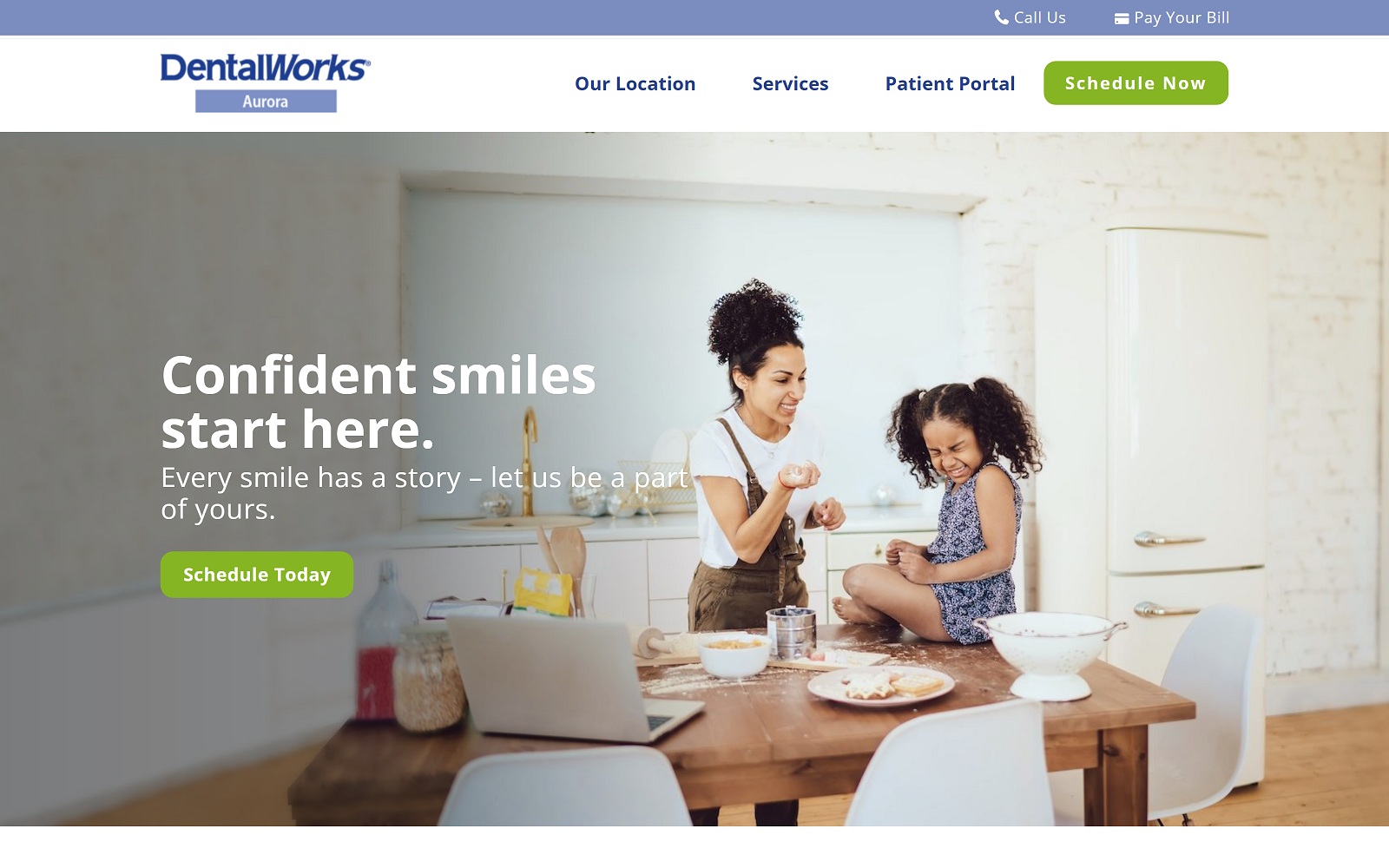 The screenshot of dentalworks aurora aurora. Dentalworks. Com website