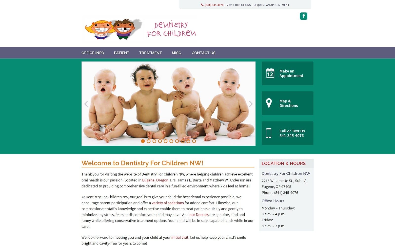 The Screenshot of Dentistry For Children NW dentistryforchildrennw.com Website