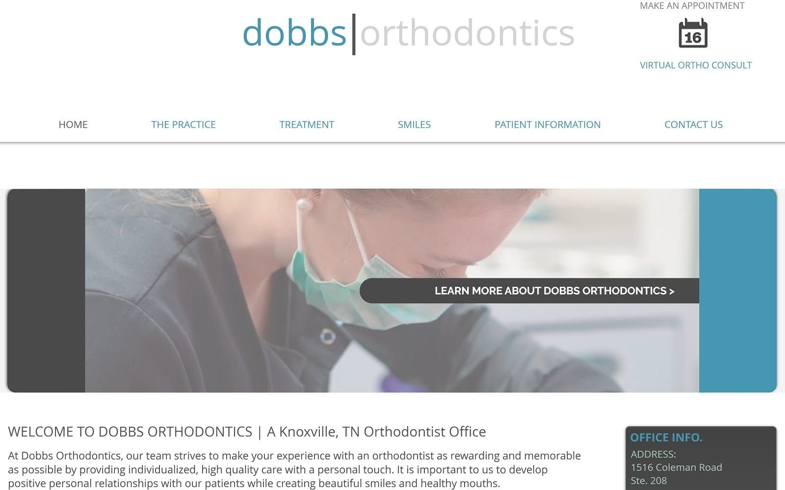 The Screenshot of Dobbs Orthodontics dobbsortho.com Website