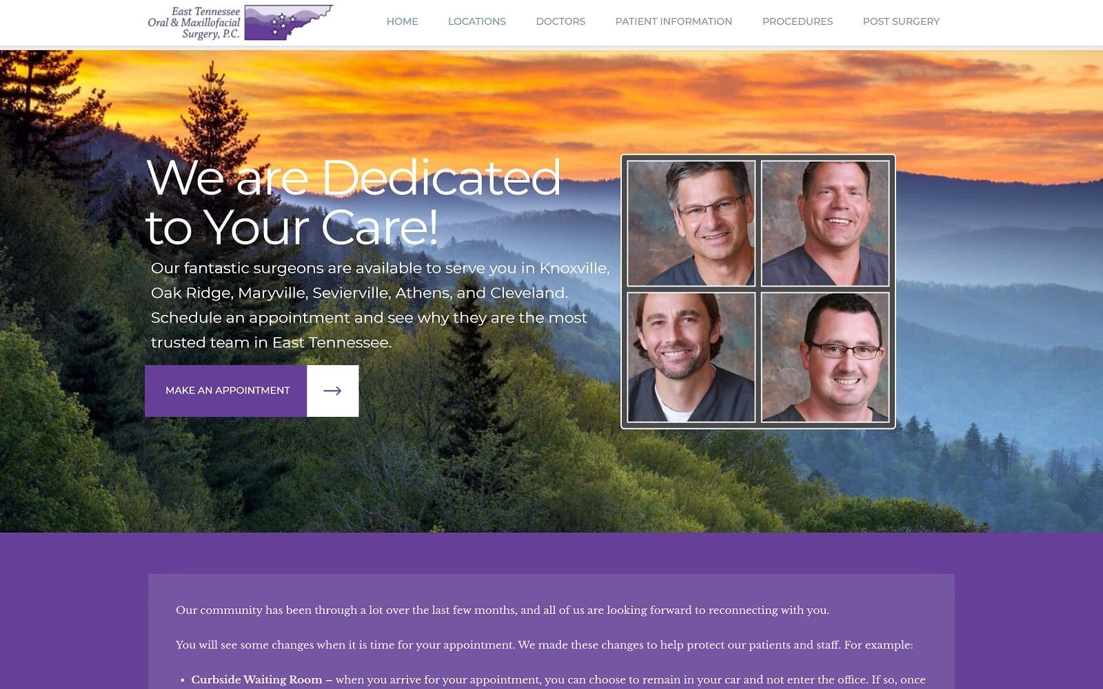 The Screenshot of East Tennessee Oral & Maxillofacial Surgery - Knoxville North etoms.com Website
