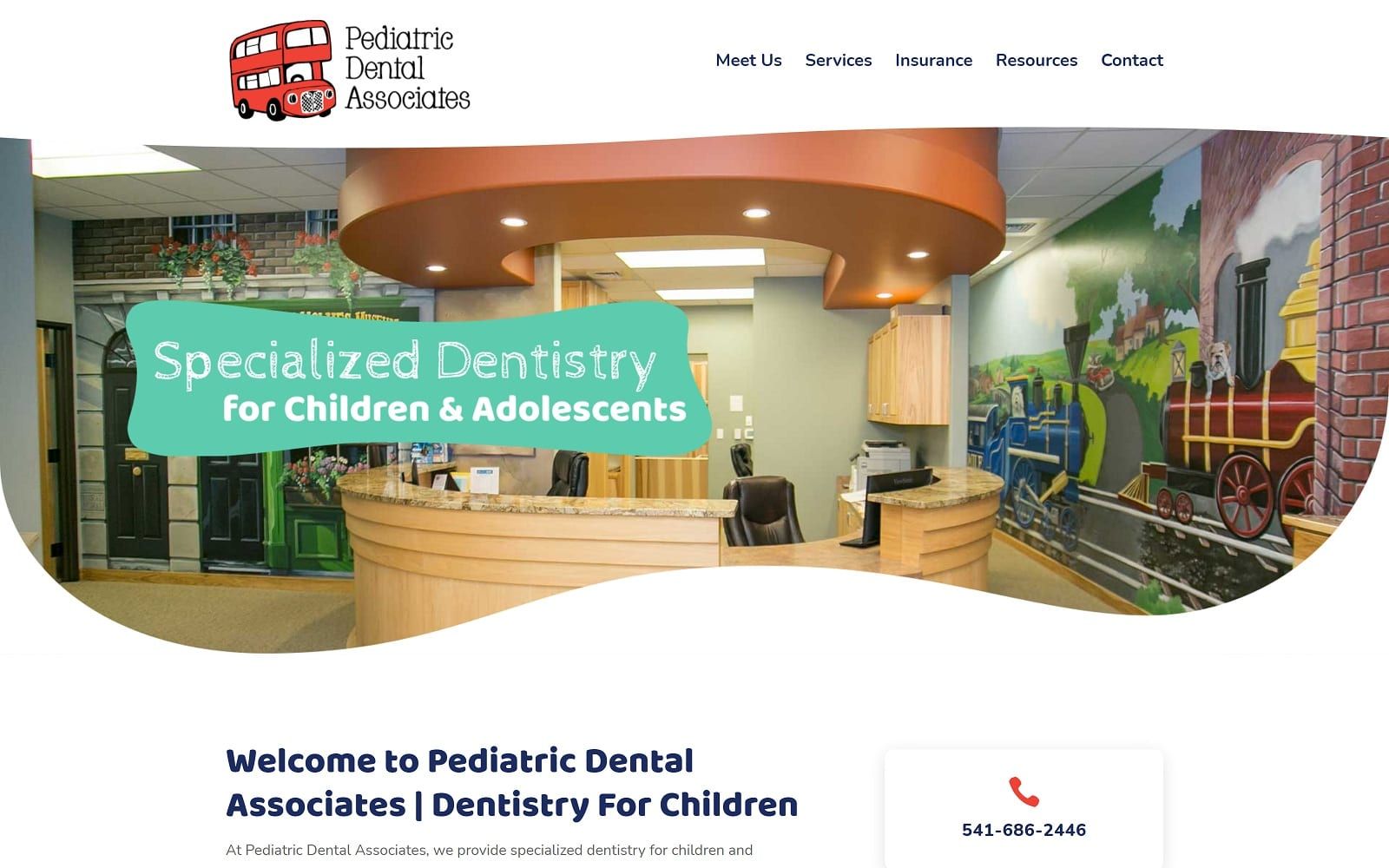 The Screenshot of Pediatric Dental Associates eugenepediatricdentist.com Website