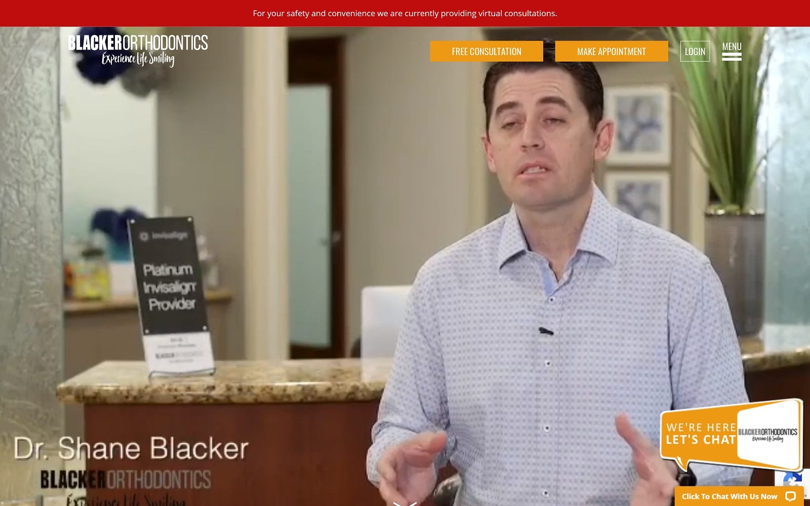 The Screenshot of Blacker Orthodontics extremesmiles.com Dr. Shane Blacker Website