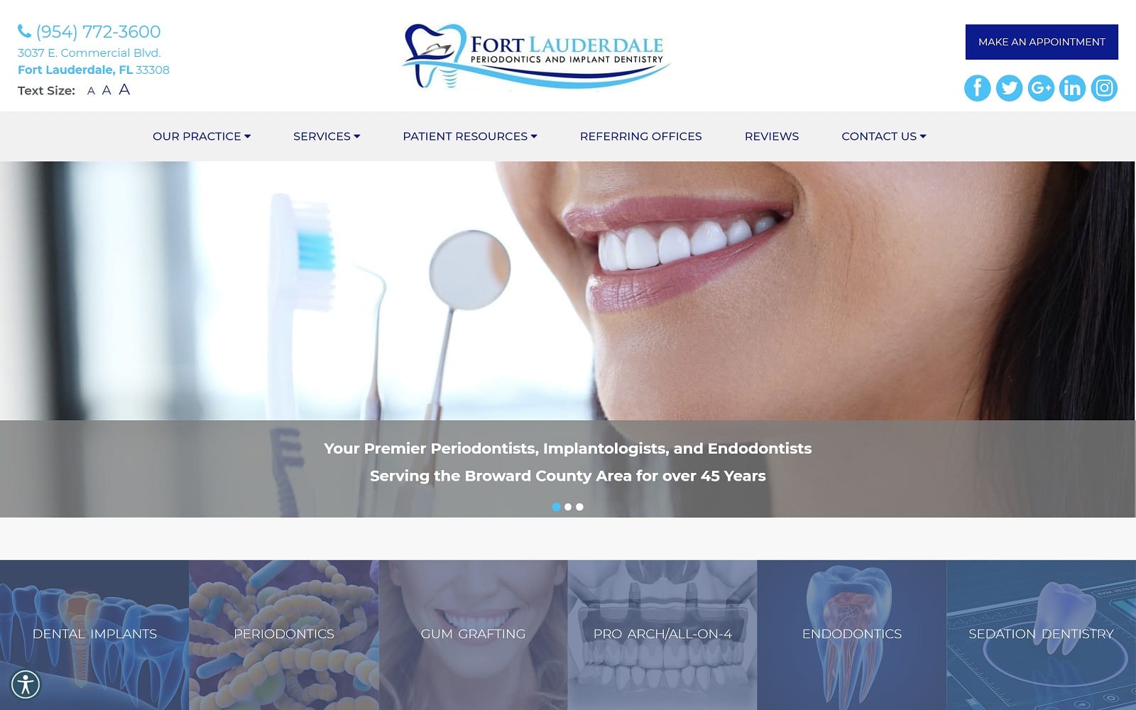 The screenshot of fort lauderdale periodontist and implant dentistry fortlauderdaleperio. Com website