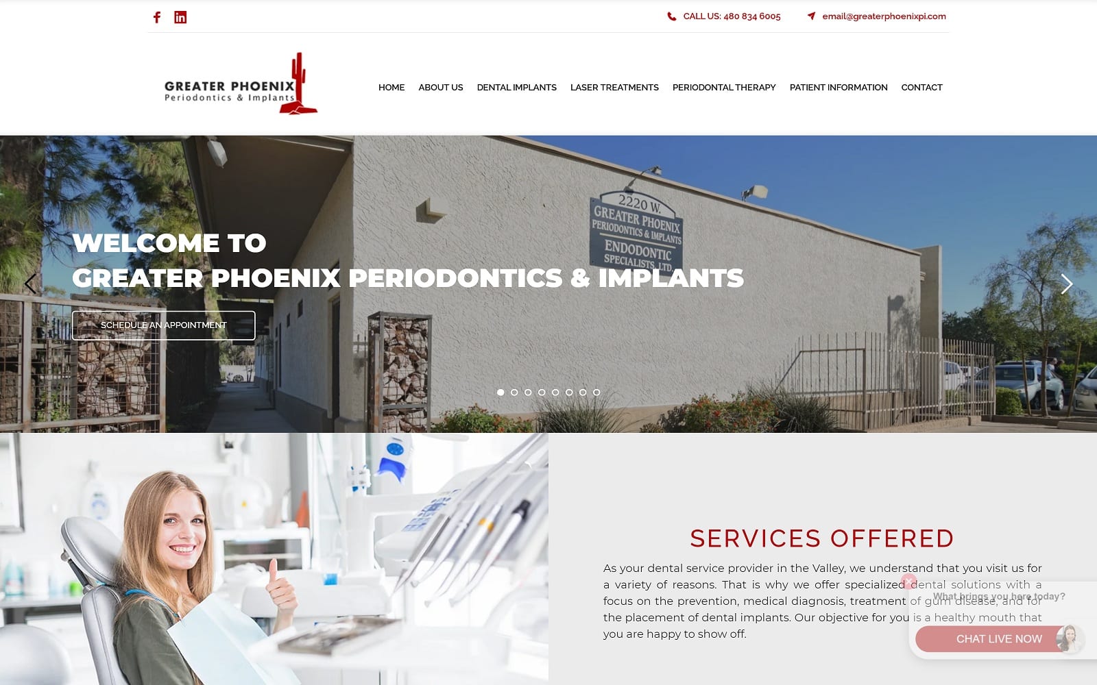 The Screenshot of Greater Phoenix Periodontics and Implants greaterphoenixpi.com Website