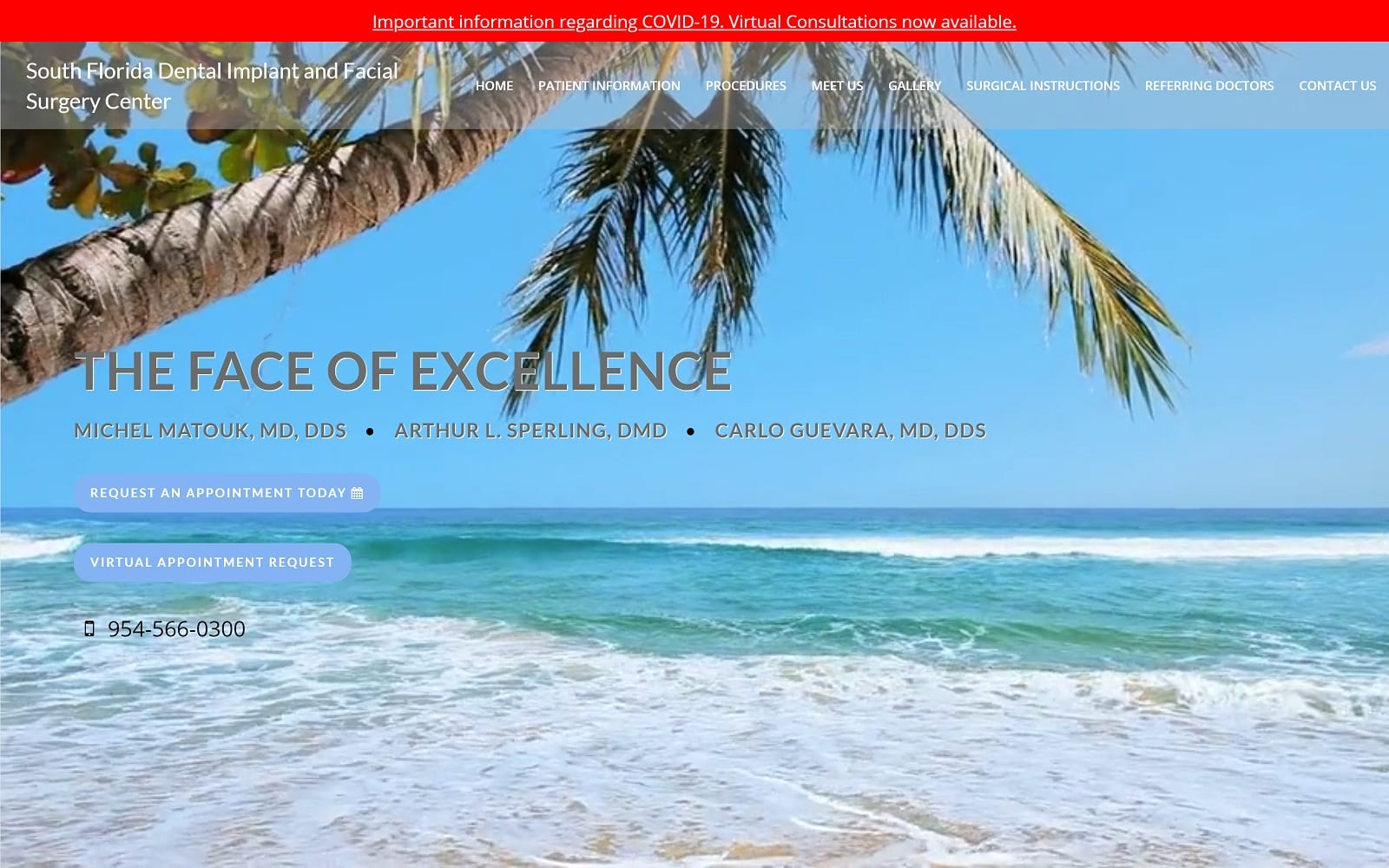 The Screenshot of Michel Matouk MD DDS implantandfacialsurgery.com Website
