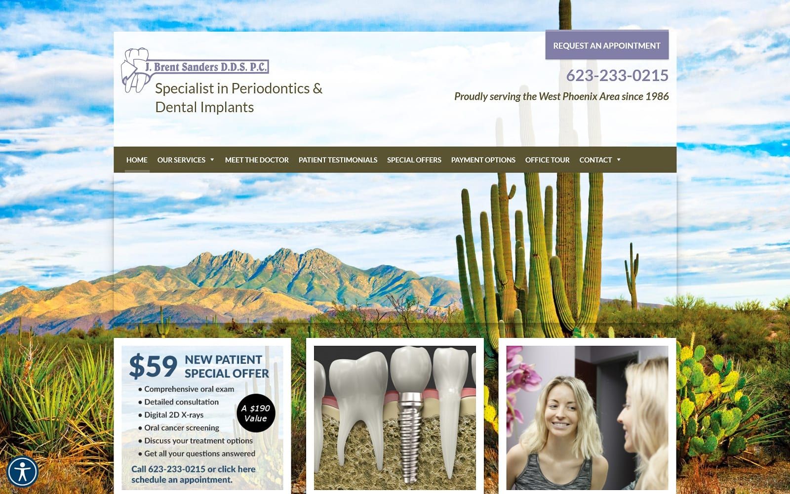 The Screenshot of J. Brent Sanders DDS implantsandperiodontal.com Website