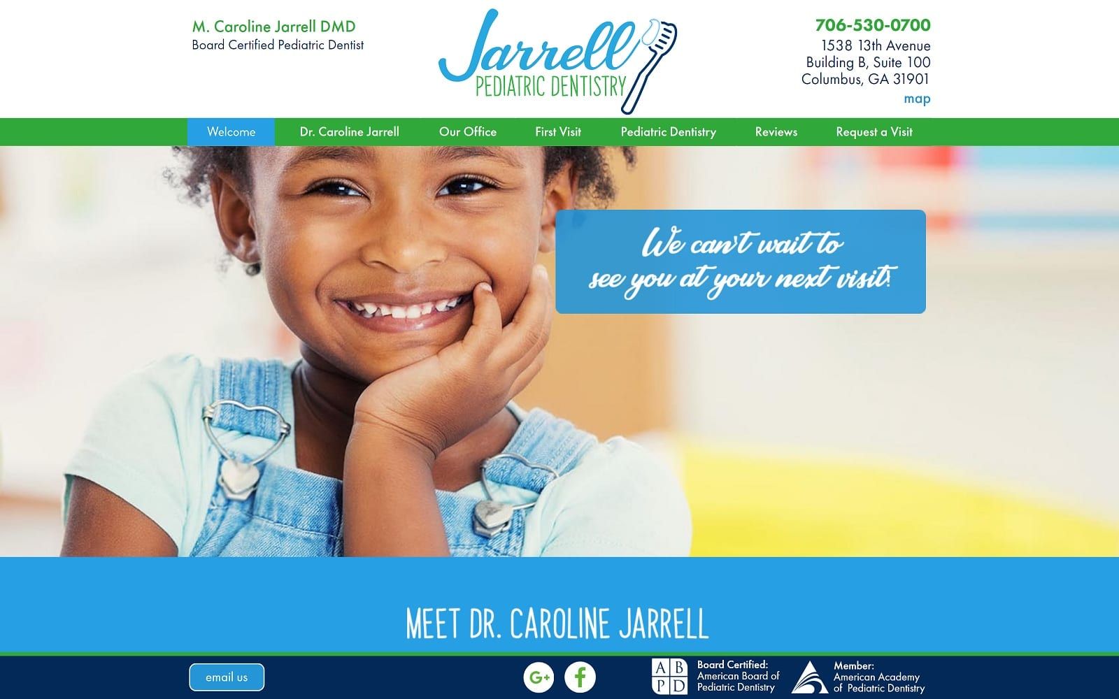The Screenshot of Jarrell Pediatric Dentistry: Caroline Jarrell, DMD jarrellpediatricdentistry.com Website