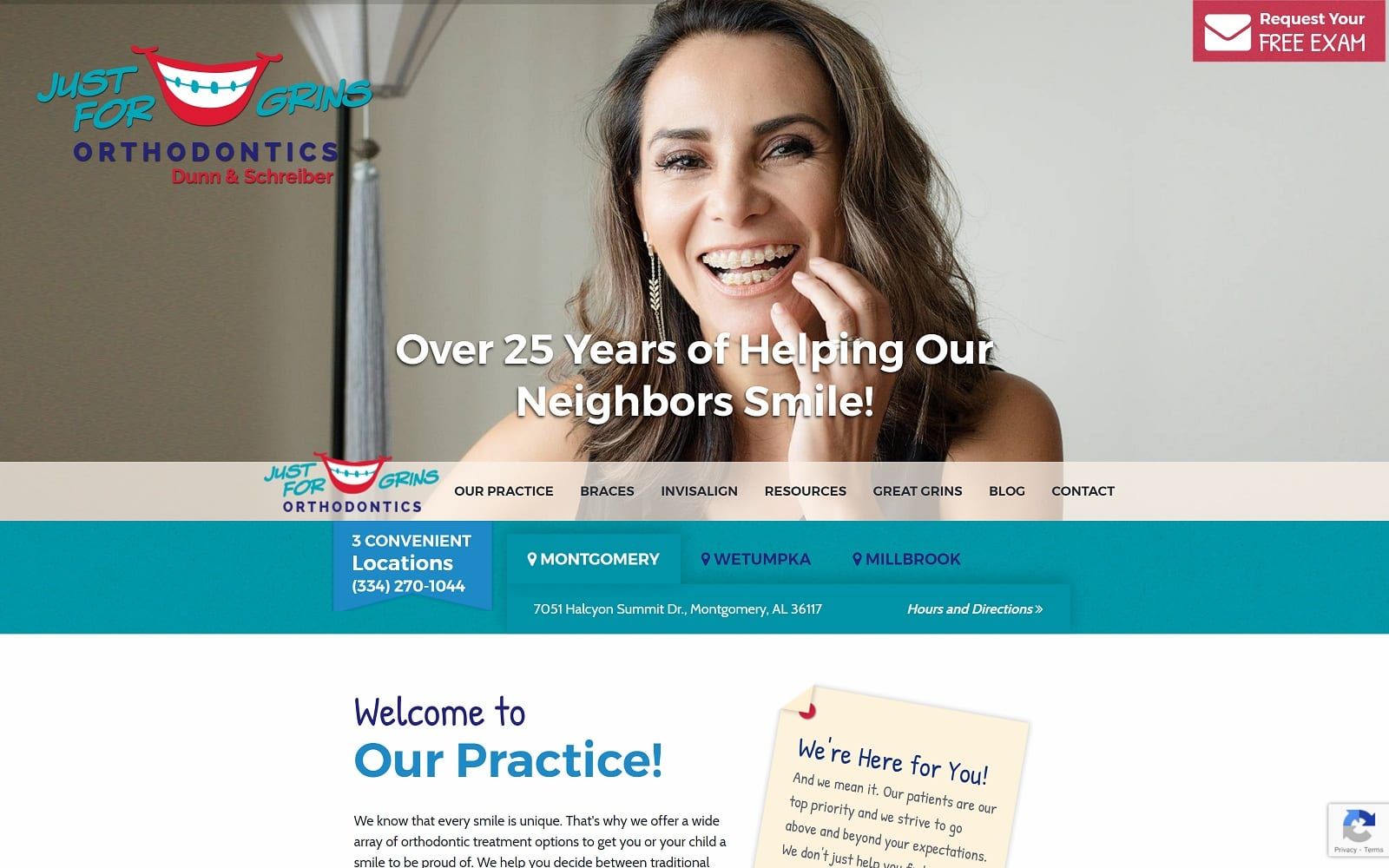 The Screenshot of Just For Grins Orthodontics justforgrinsortho.com Website