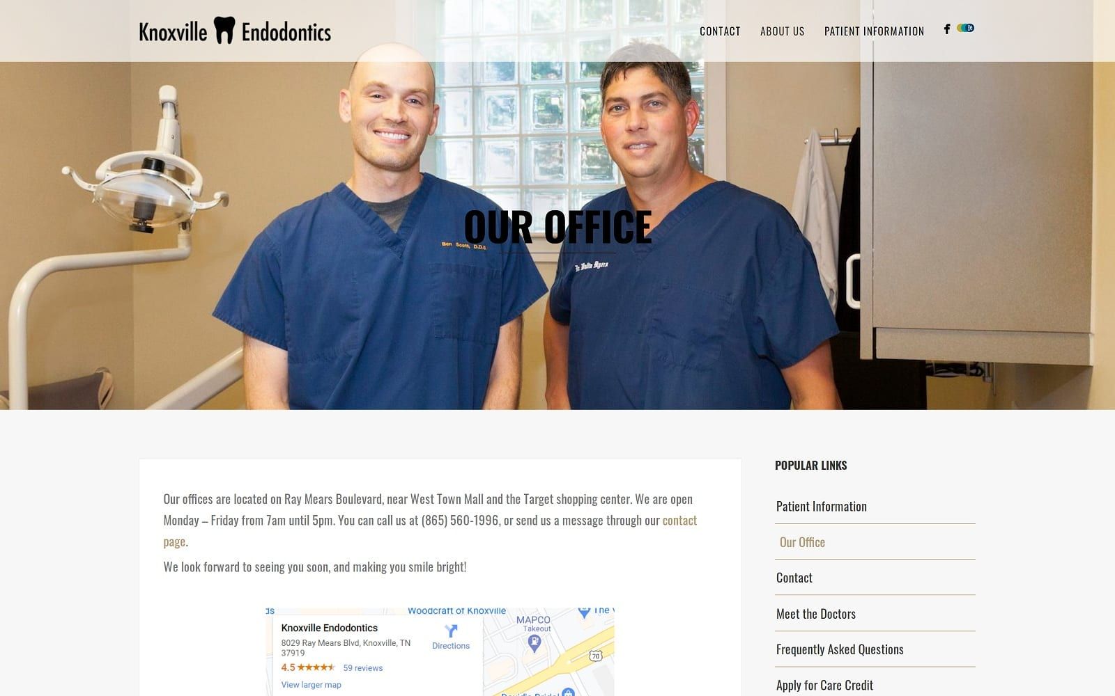 The Screenshot of Knoxville Endodontics knoxendo.com Website
