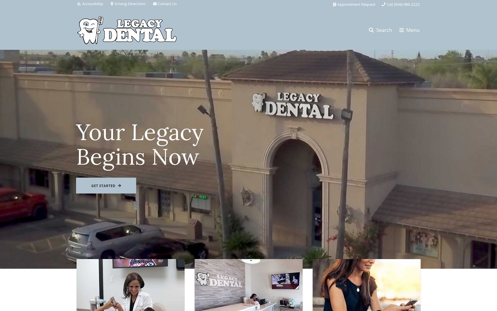 The Screenshot of Legacy Dental legacydentaltx.com Dr. Vanesa Guerra Clements Website