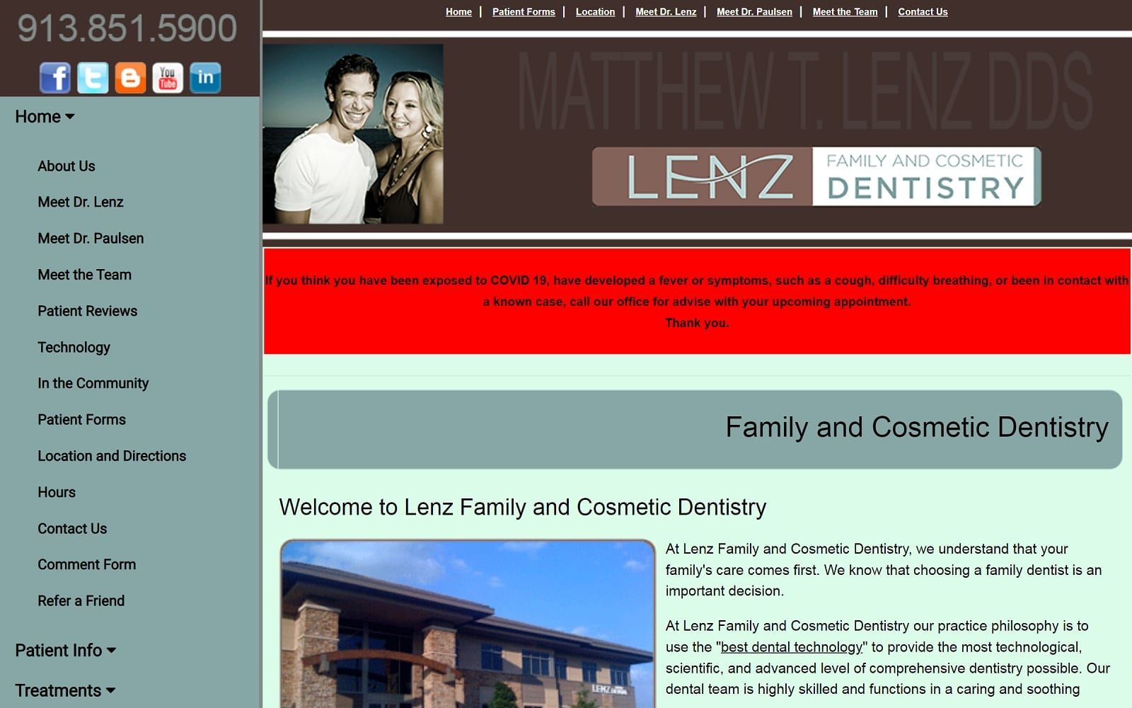 The Screenshot of Lenz Family Dentistry lenzdds.com Website