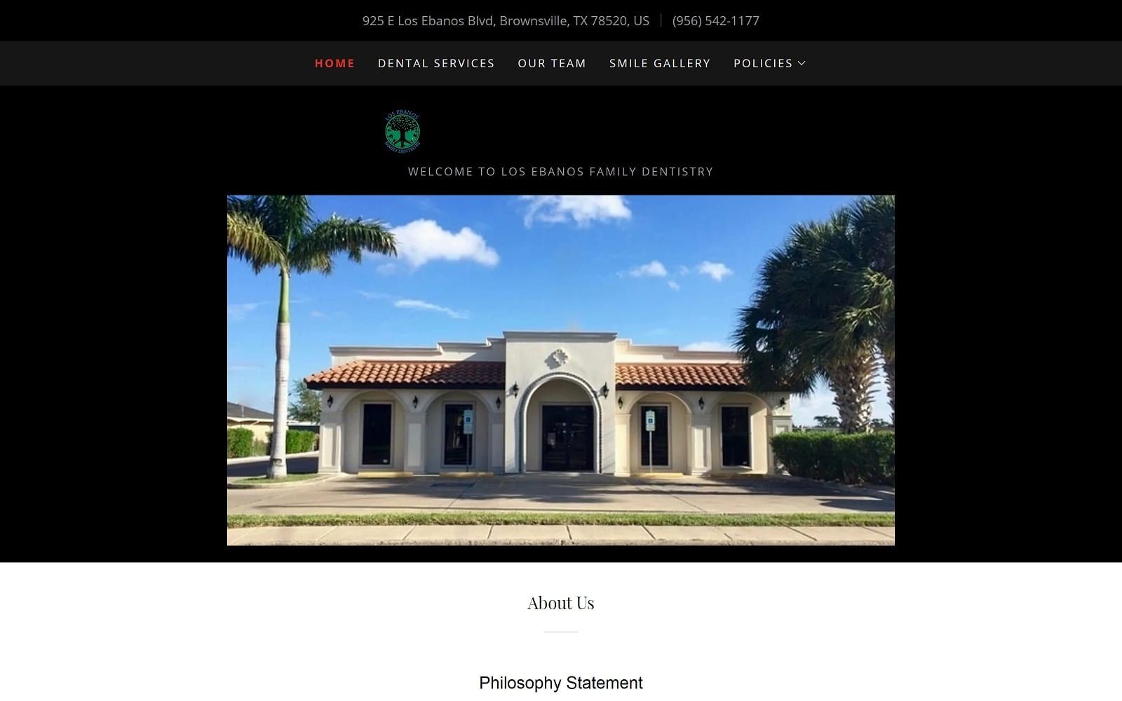 The Screenshot of Los Ebanos Family Dentistry losebanosfamilydentistry.com WEbsite