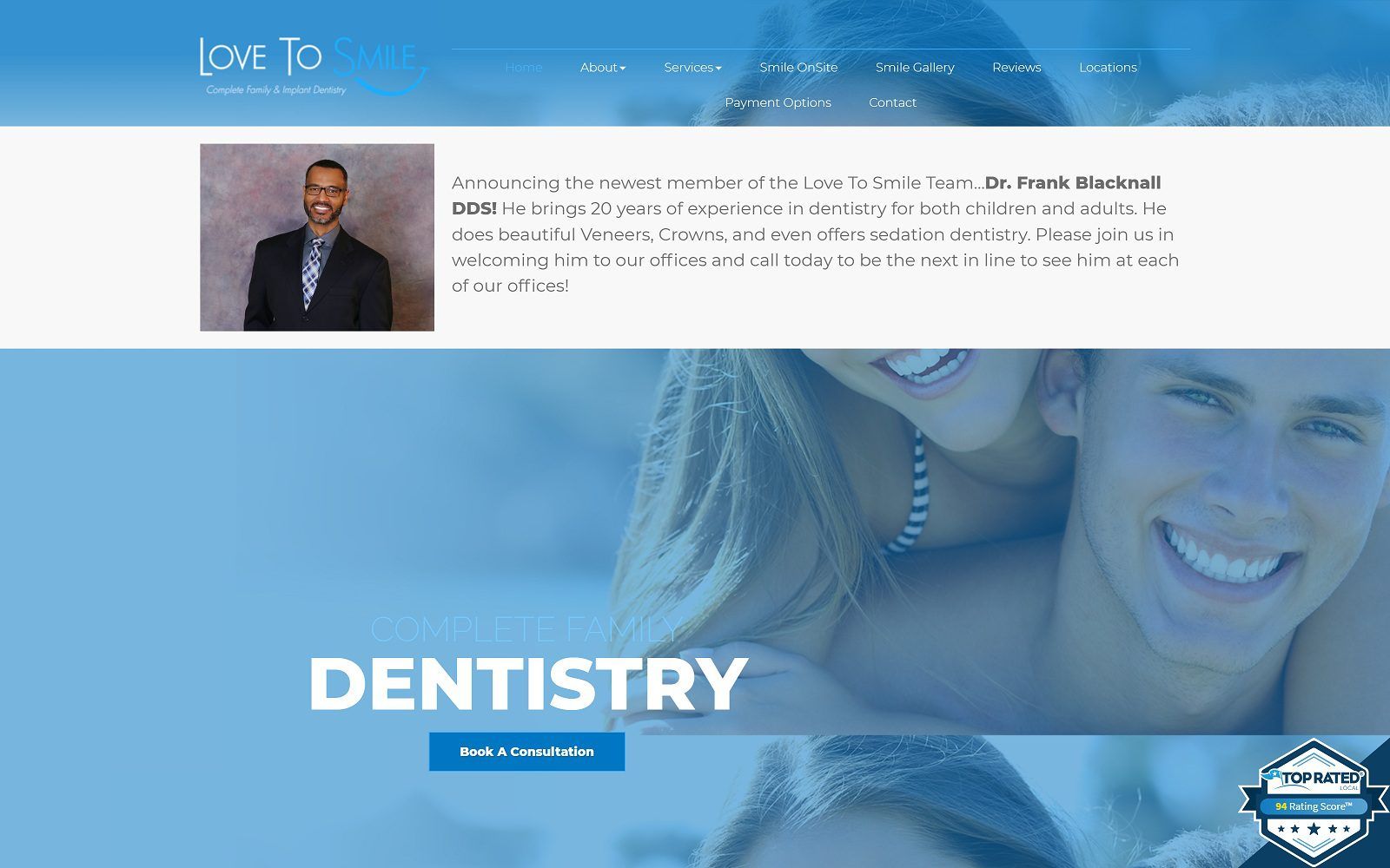 The Screenshot of Love To Smile: Complete Family & Implant Dentistry love-to-smile.com Website
