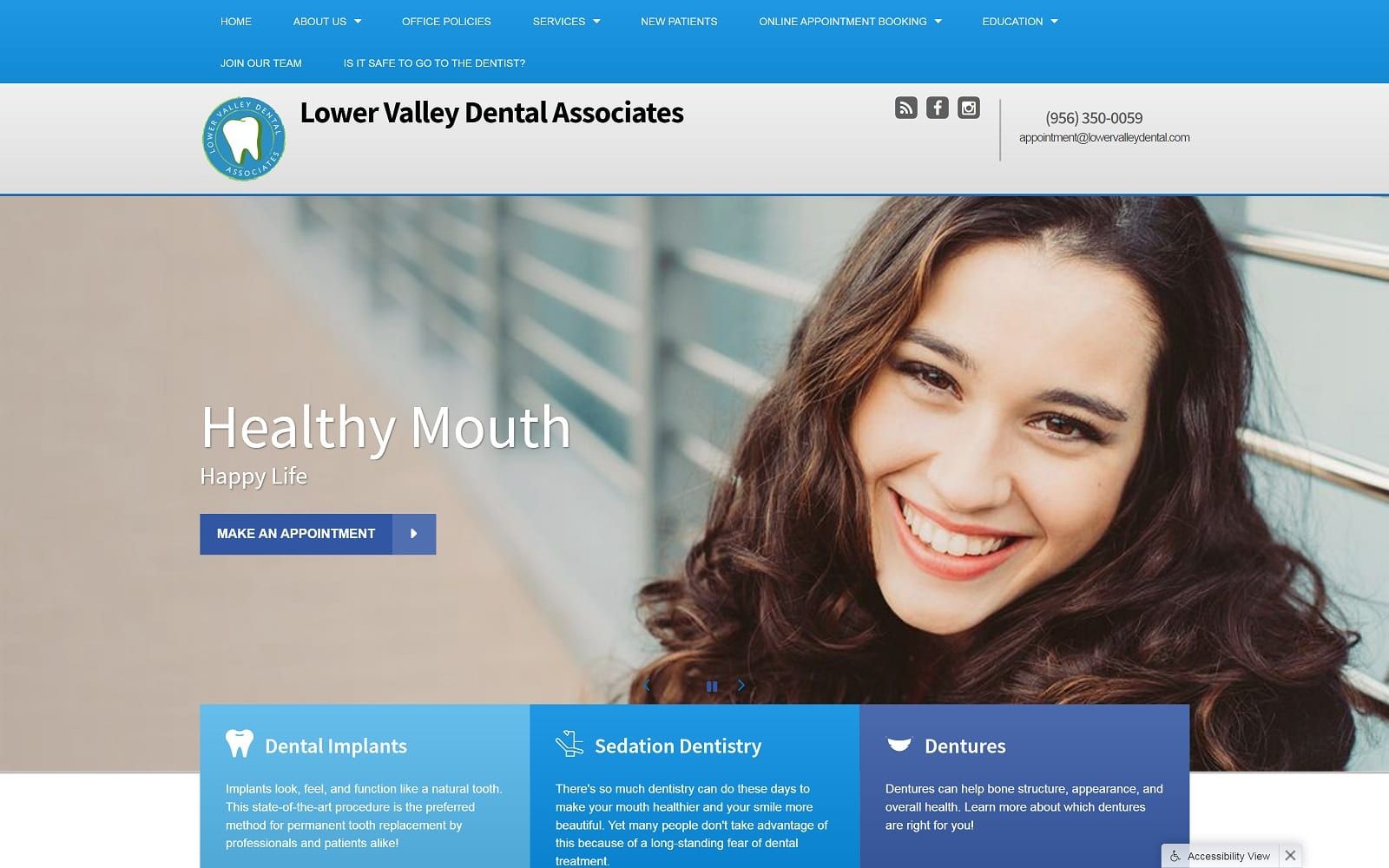 The Screenshot of Claudia Eugenia Rodriguez, DDS lowervalleydental.com Website