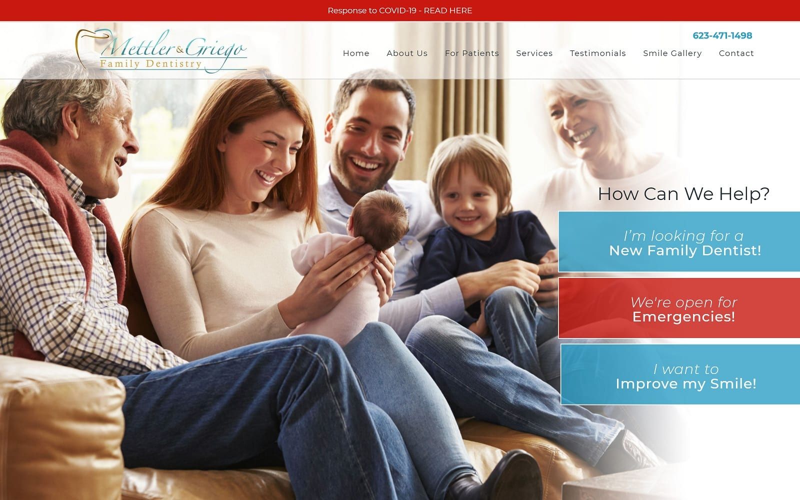 The Screenshot of Mettler & Griego Family Dentistry mettlergriego.com Website