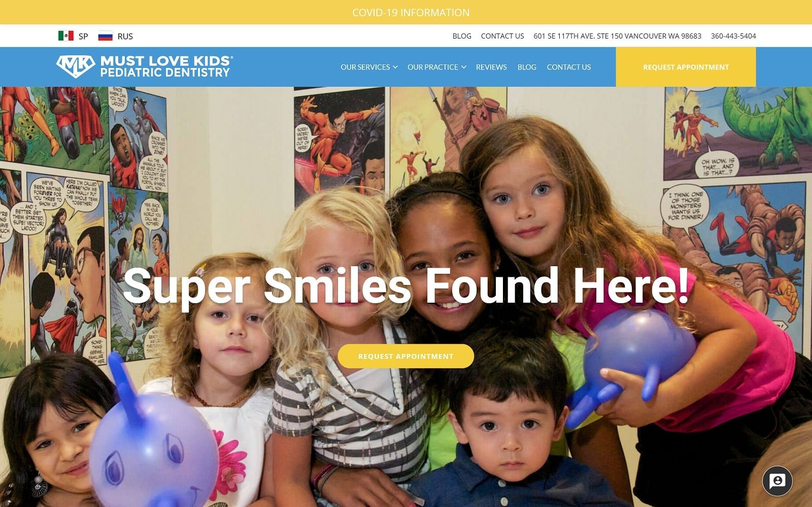 The Screenshot of Must Love Kids Pediatric Dentistry mustlovekids.com Website