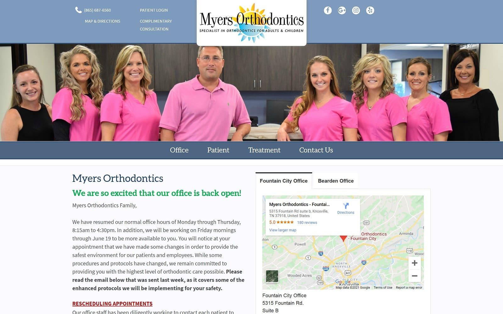 The Screenshot of Myers Orthodontics - Fountain City myersorthodontics.com Website
