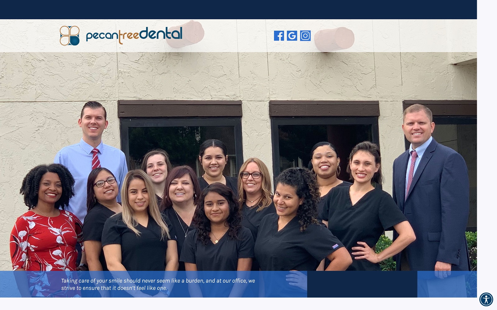 The screenshot of pecan tree dental pecantreedental. Com website