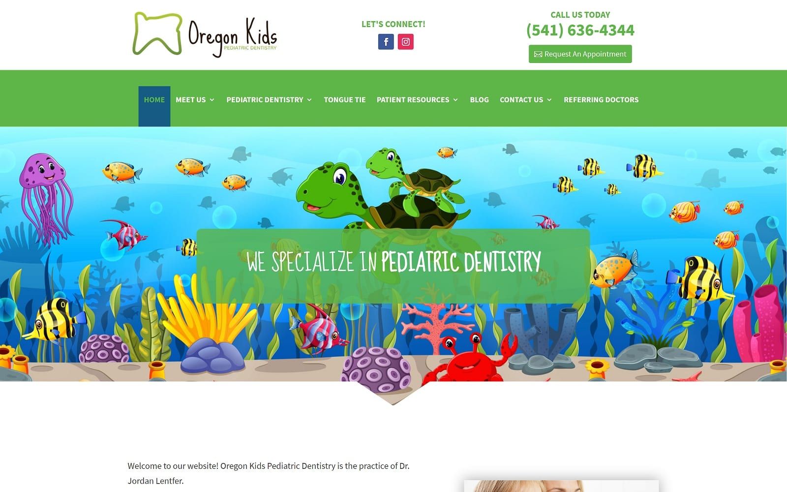 The Screenshot of Oregon Kids Pediatric Dentistry pediatricdentisteugene.com Website