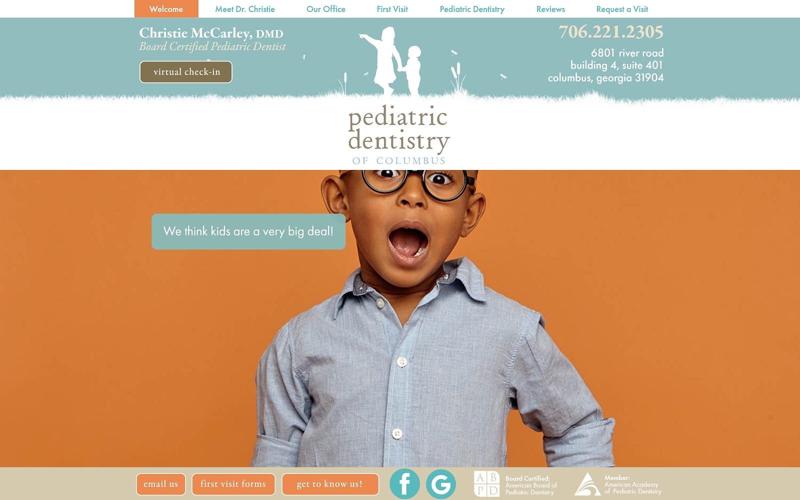 The Screenshot of Pediatric Dentistry of Columbus pediatricdentistryofcolumbus.com Dr. Christie McCarley