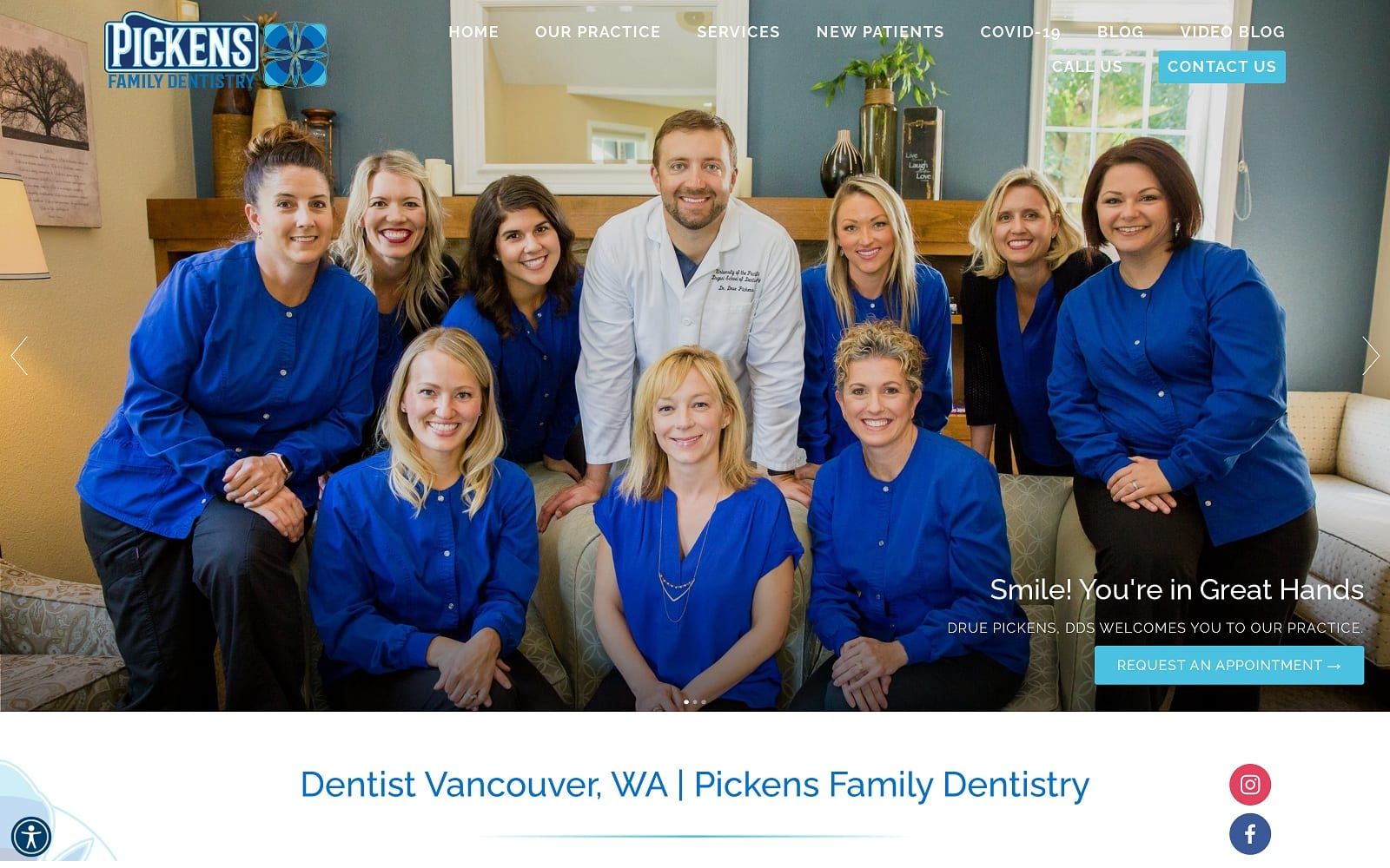 The Screenshot of Pickens Family Dentistry pickensfamilydentistry.com Website