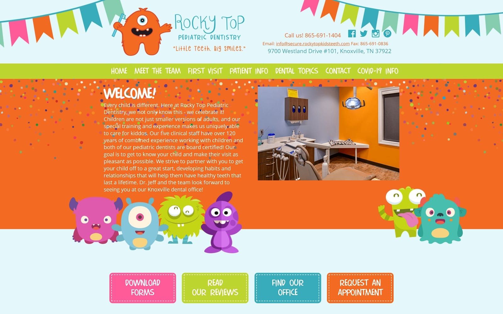 The Screenshot of Rocky Top Pediatric Dentistry rockytopkidsteeth.com Website