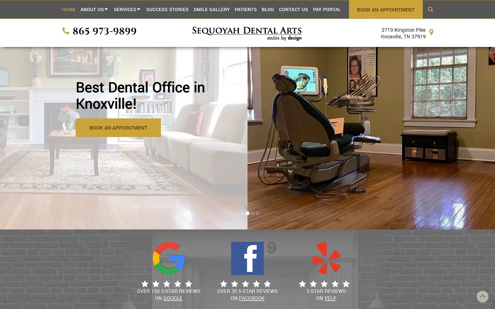 The screenshot of sequoyah dental arts sdasmile. Com website