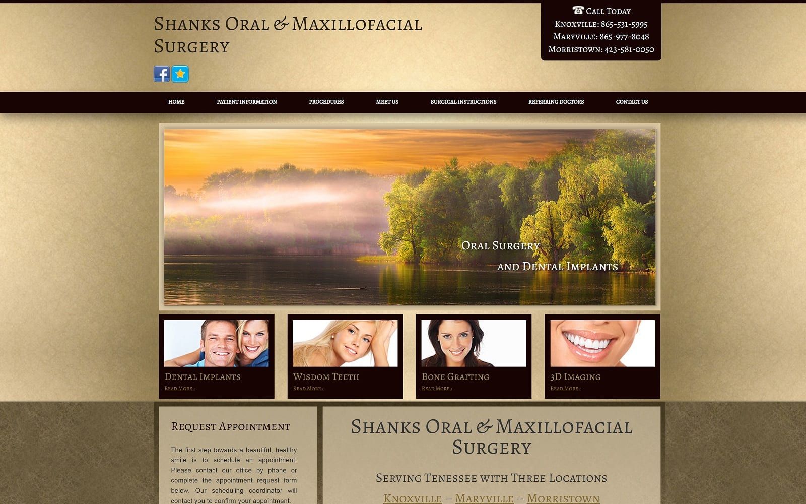 The Screenshot of Shanks Oral & Maxillofacial Surgery shanksoralsurgery.com Website
