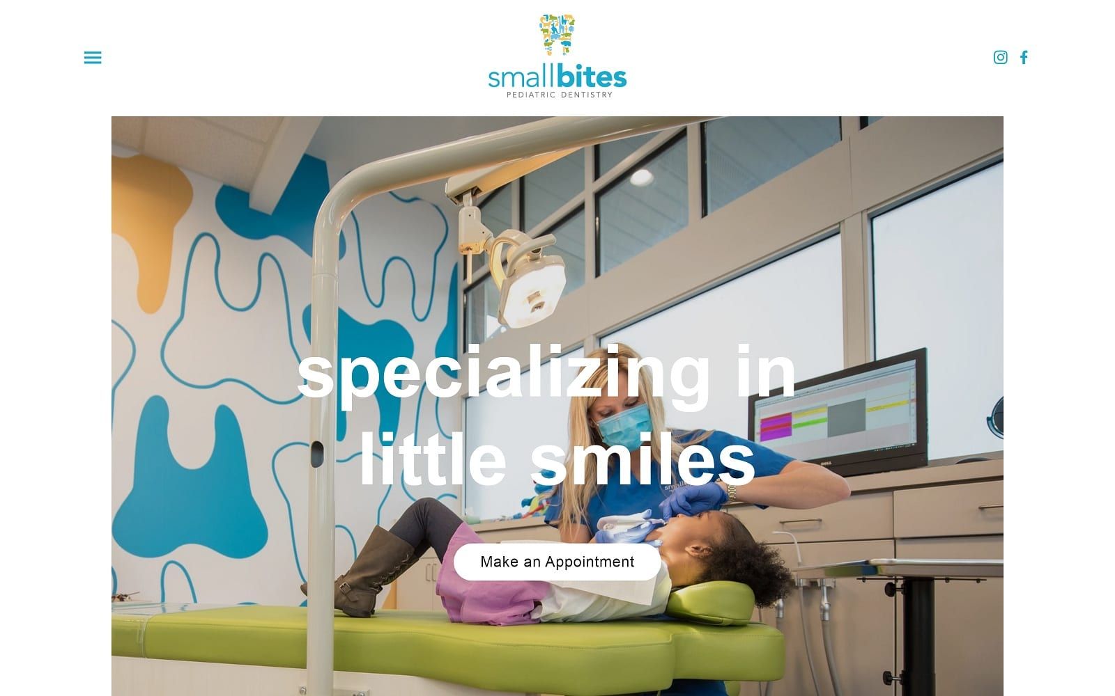 The Screenshot of Small Bites Pediatric Dentistry smallbitespd.com Website