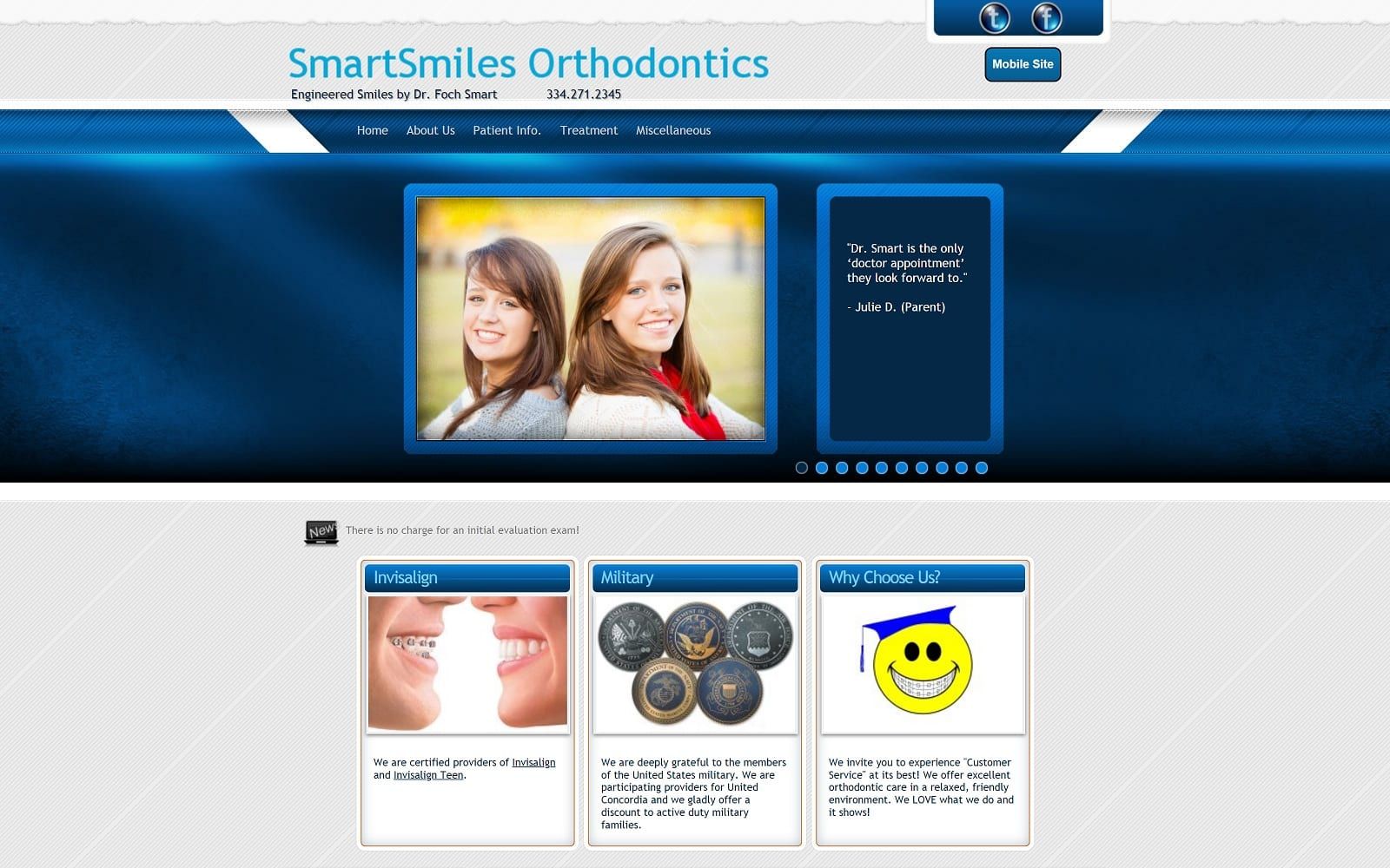 The Screenshot of SmartSmiles Orthodontics smartsmiles.com/home.htm Dr. Foch Smart Website
