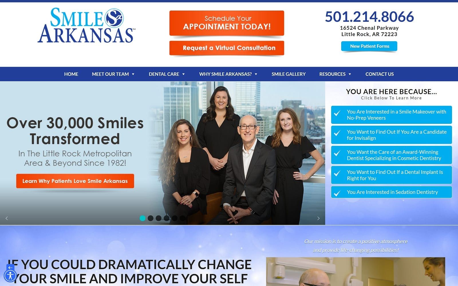 The Screenshot of Smile Arkansas - Little Rock Dentist smilearkansas.com Website