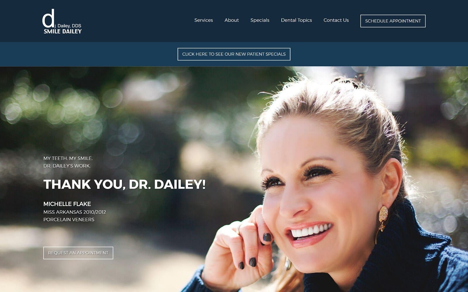 The Screenshot of Smile Dailey General and Cosmetic Dentistry smiledailey.com Website