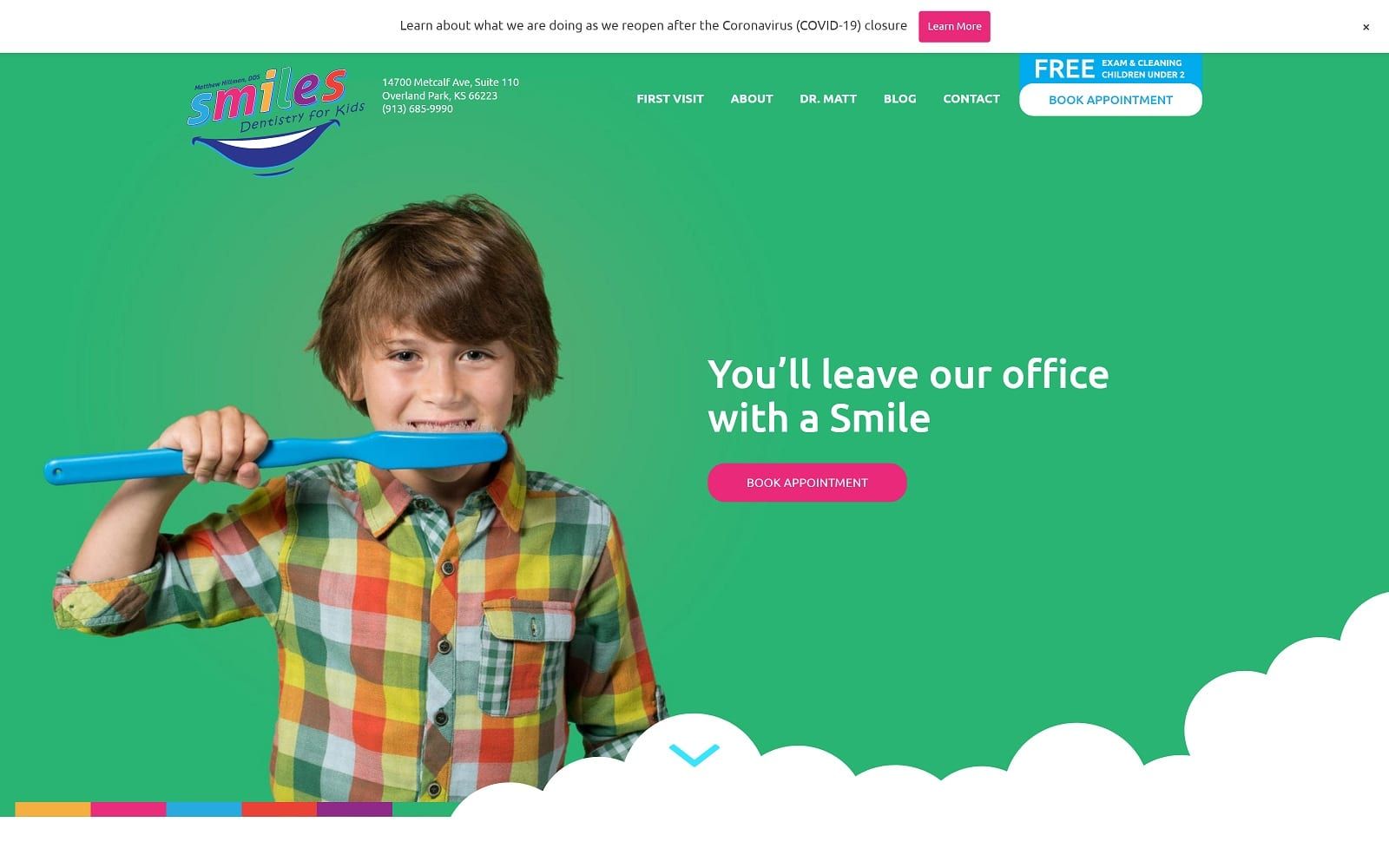 The Screenshot of Smiles Dentistry for Kids smilesdentistry4kids.com Website