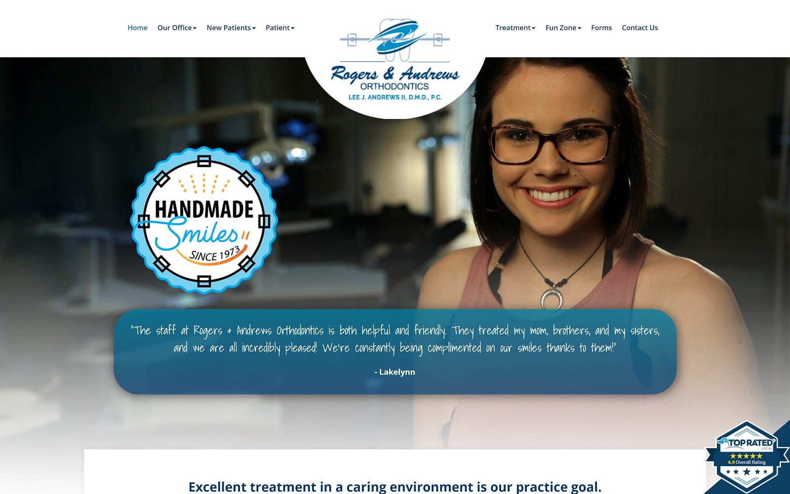 The screenshot of rogers & andrews orthodontics smilesinmotion. Com website