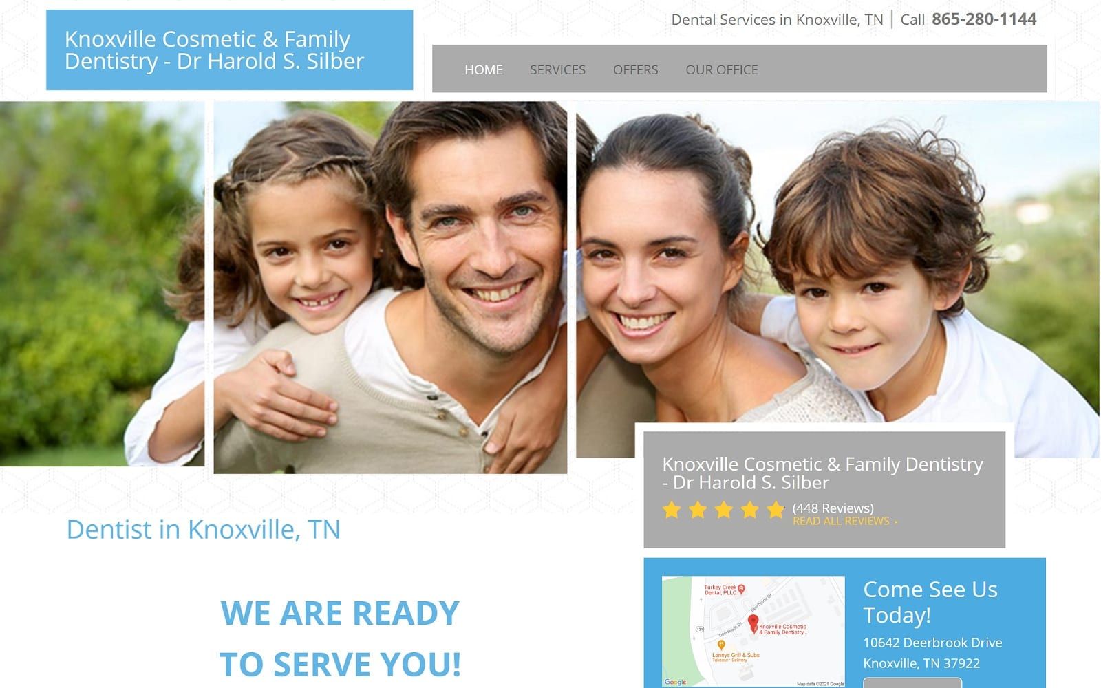 The Screenshot of Knoxville Cosmetic & Family Dentistry - Dr Harold S. Silber smilesknoxville.com Website