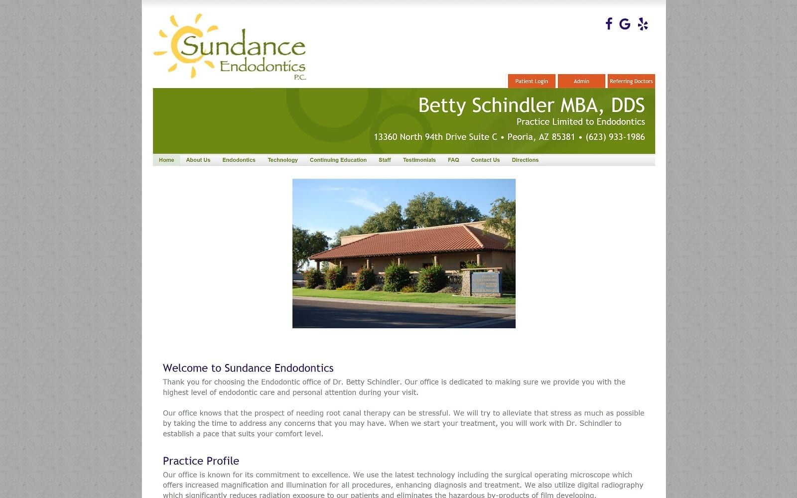 The Screenshot of Sundance Endodontics sundanceendo.com Dr. Betty Schindler Website