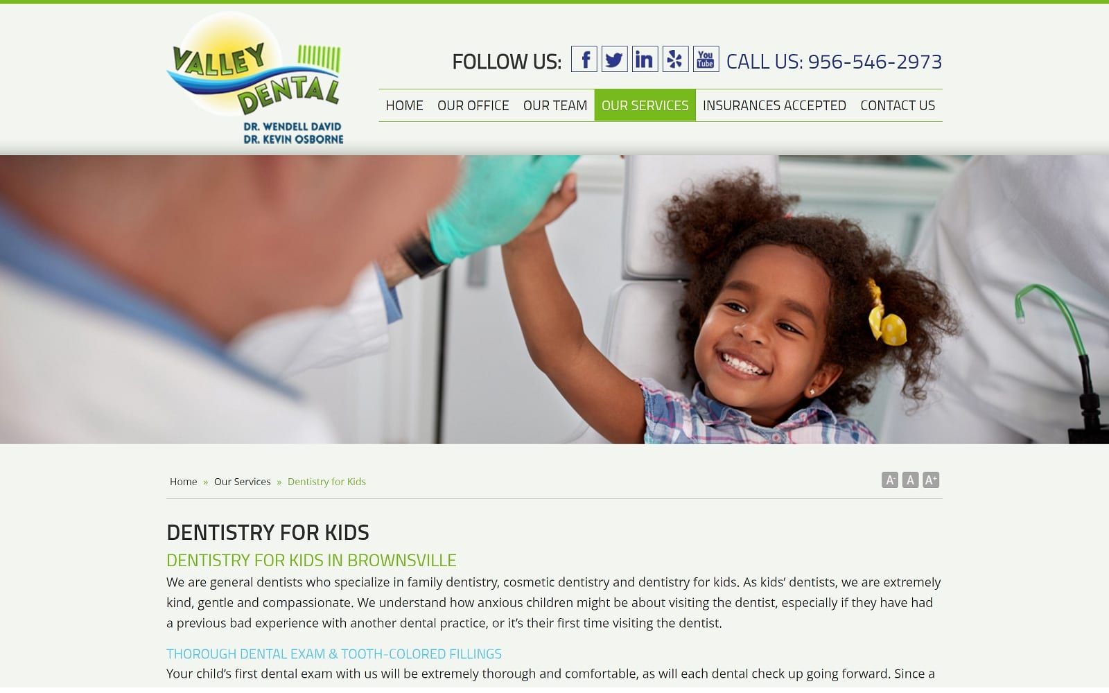 The Screenshot of Valley Dental texasvalleydental.com Website