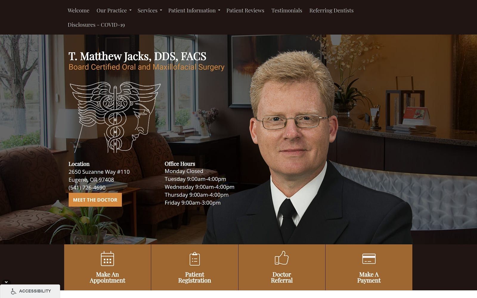 The Screenshot of T. Matthew Jacks, DDS tmjacks.com Website